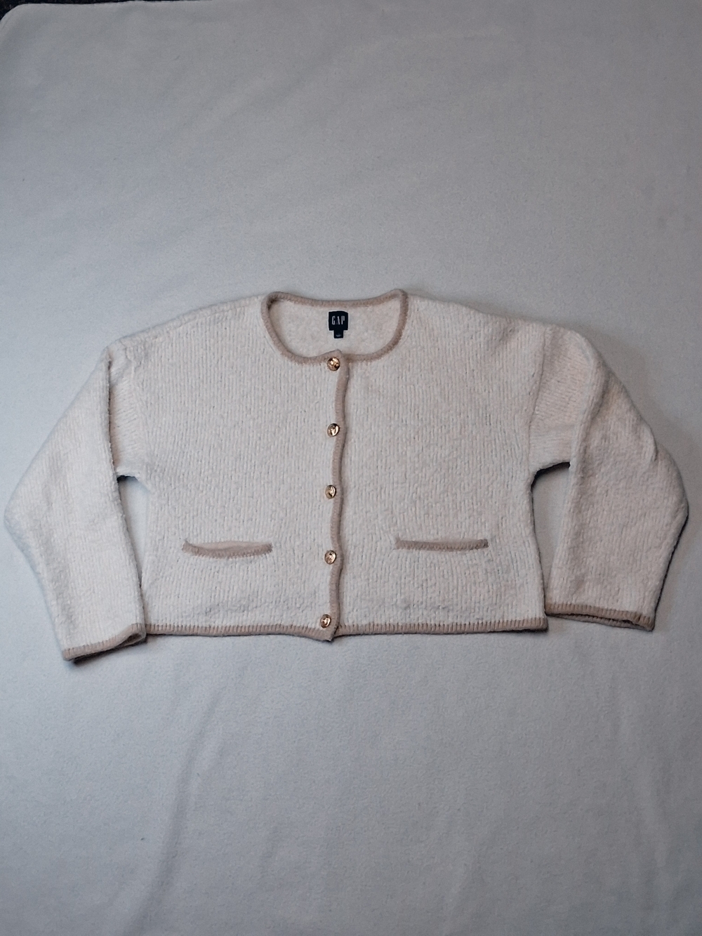 GAP Cream Knit Cardigan with Gold Buttons - Picture 2 of 6